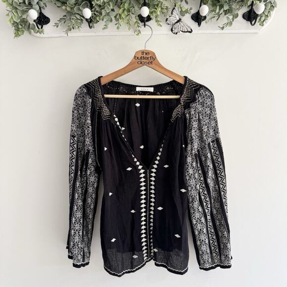 Doen Mystic Black Embroidered Blouse Medium - Picture 1 of 5